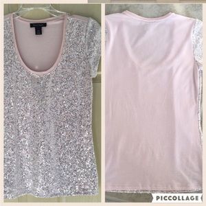 White House black market sequin tee PINK